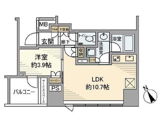 プラウド馬車道　705号室　間取り