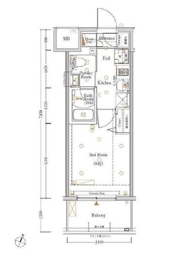 Log横浜伊勢町 (ログ横浜伊勢町)　305号室　間取り