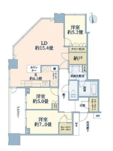 ナビューレ横浜タワーレジデンス　3410号室　間取り