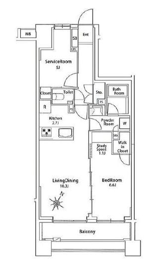 バースシティ横浜大通り公園　8F1号室　間取り