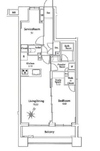 バースシティ横浜大通り公園　1102号室　間取り