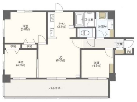 クリオ横浜大通り公園ウエスト　303号室　間取り