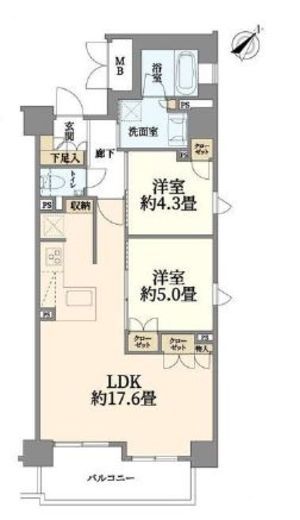 プレサンスロジェ横浜関内　10F1号室　間取り