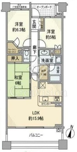 プラウド横浜鶴見市場　615号室　間取り