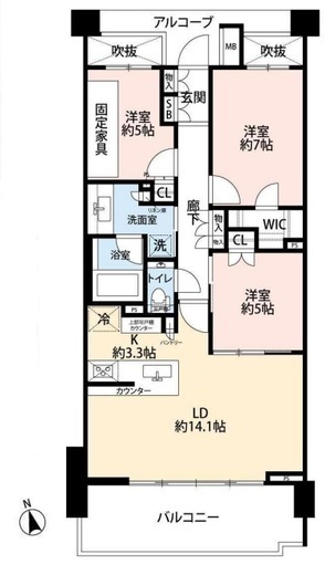 ハイコート山手パレ244南館　3F1号室　間取り