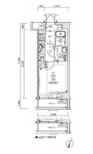 SQUARE CITY TSURUMI RIVERSIDE (スクエアシティ鶴見リバーサイド)　304号室　間取り