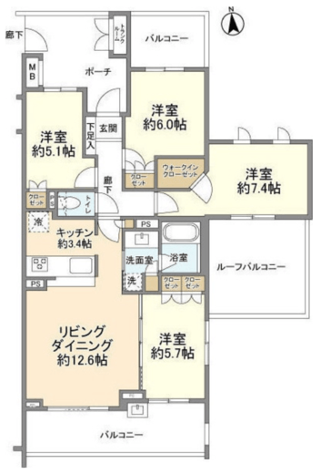 ドレッセ荏田北フォーネ　607号室　間取り