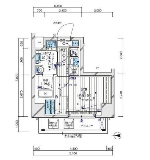 メインステージ東神奈川Ⅱ　401号室　間取り