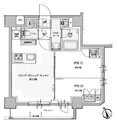 セルアージュ横浜フィエルテ　603号室　間取り