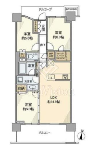 プラウド横浜幸ヶ谷　4F1号室　間取り