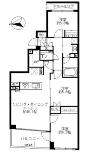 バースシティ・ザ・マークたまプラーザParkside　101号室　間取り