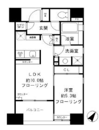 パークリュクス築地　802号室　間取り