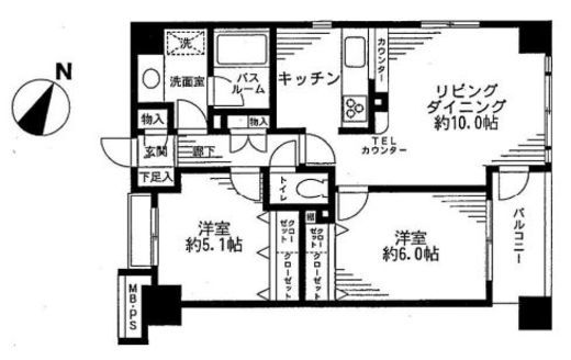 クリオ横浜関内弐番館　1005号室　間取り