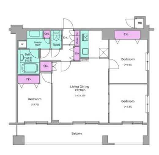 レジディア築地　1001号室　間取り