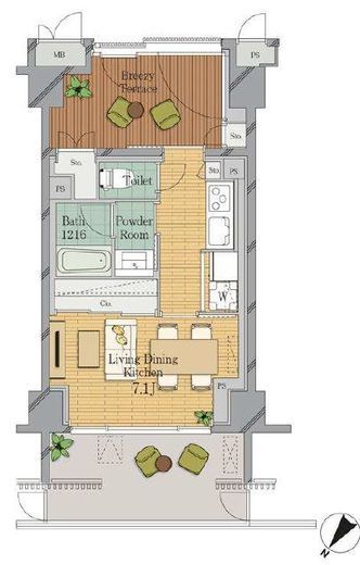 JP noie 横浜平沼　709号室　間取り