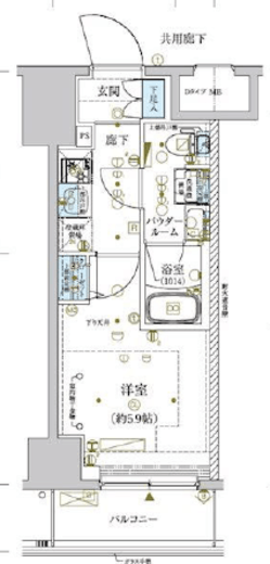 メインステージ横濱関内　1104号室　間取り