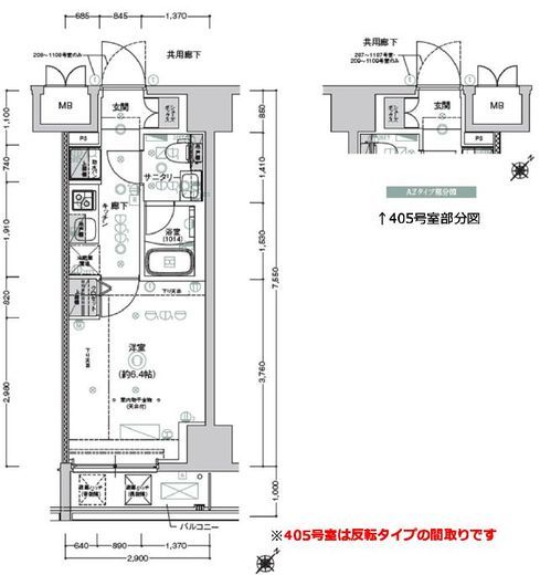 クレストタップ新横浜　405号室　間取り
