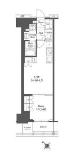 WORVE横浜伊勢佐木町　1502号室　間取り