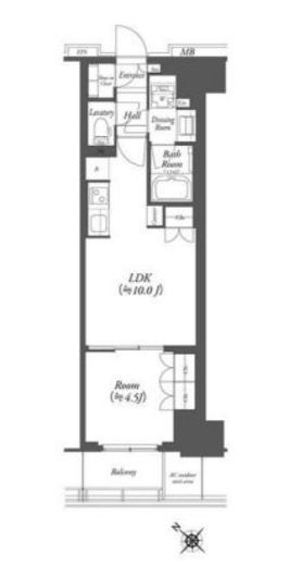 WORVE横浜伊勢佐木町　1505号室　間取り
