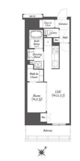 WORVE横浜伊勢佐木町　711号室　間取り