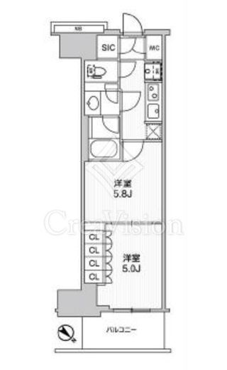 WORVE横浜伊勢佐木町　1015号室　間取り