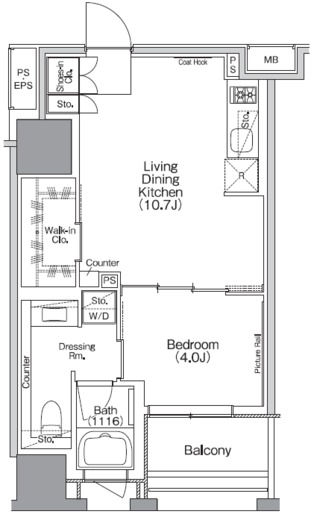 ザ・パークハビオSOHO横浜関内　1003号室　間取り