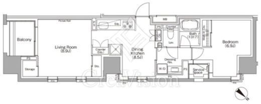 ザ・パークハビオSOHO横浜関内　1206号室　間取り
