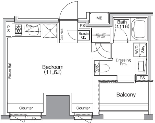 ザ・パークハビオSOHO横浜関内　203号室　間取り