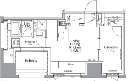 ザ・パークハビオSOHO横浜関内　205号室　間取り