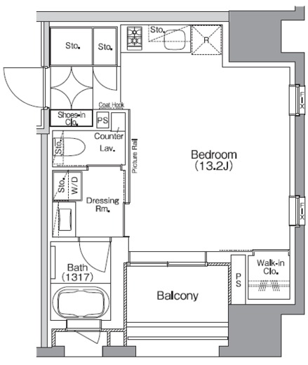 ザ・パークハビオSOHO横浜関内　706号室　間取り