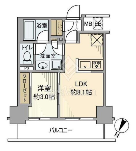 シエリア横浜阪東橋　907号室　間取り