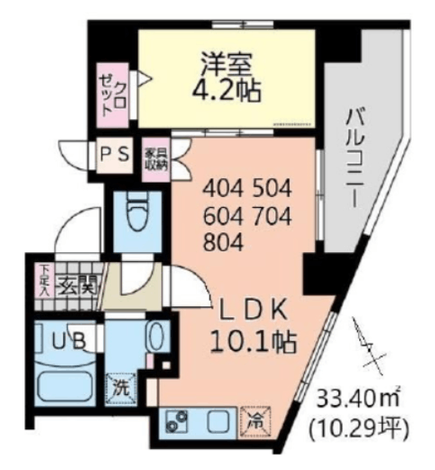 イーストサイド　504号室　間取り