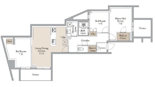 CLARITIA YOKOHAMA TAMMACHI (クラリティア横濱反町)　106号室　間取り