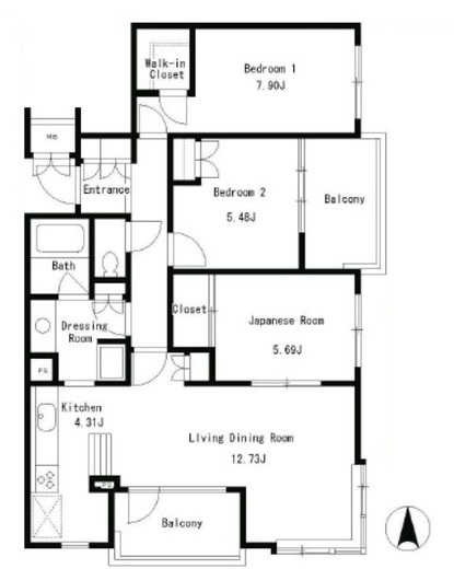 セントラル・ヒル鶴見　E-301号室　間取り