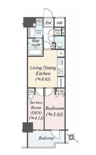 ブリシア横濱石川町　1007号室　間取り