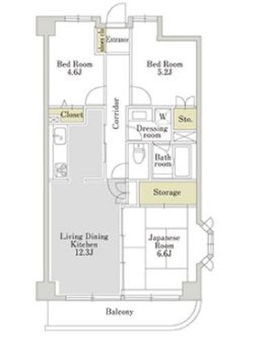 アーバンパーク三ツ池公園　E-110号室　間取り
