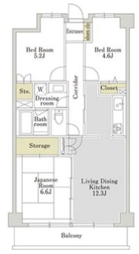 アーバンパーク三ツ池公園　W-205号室　間取り