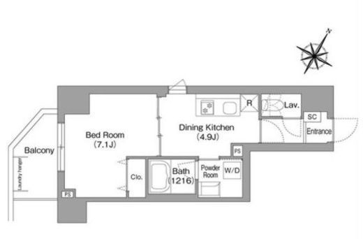 コンフォリア・リヴ関内　1001号室　間取り