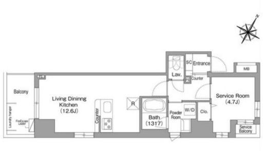 コンフォリア・リヴ関内　403号室　間取り