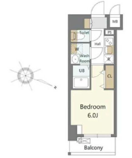 S-RESIDENCE横濱吉野町burgeon (エスレジデンス横濱吉野町バージョン)　505号室　間取り