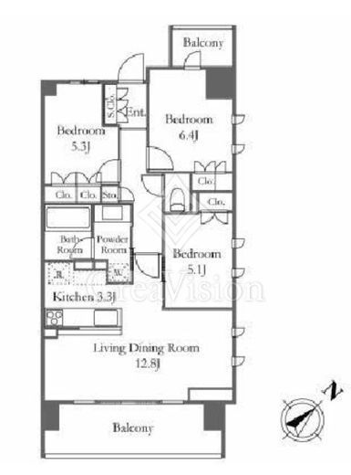 プレミスト横浜ポートサイド　7F1号室　間取り