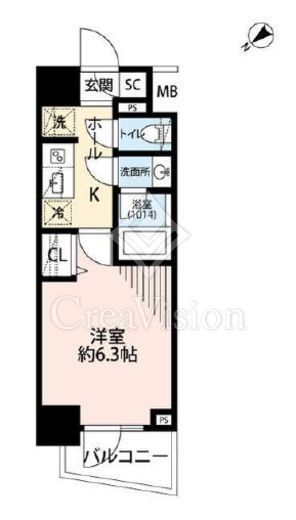 プレール・ドゥーク横濱浅間町　805号室　間取り