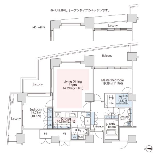 ラ・トゥール汐留　4501号室　間取り