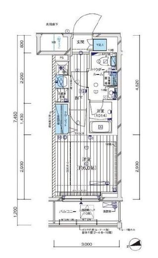 メインステージ横濱阪東橋　406号室　間取り