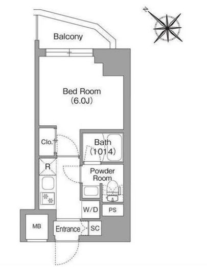 コンフォリア・リヴ横浜平沼　1005号室　間取り