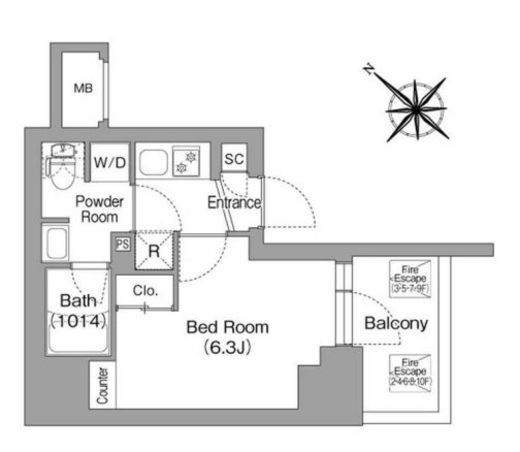 コンフォリア・リヴ横浜平沼　601号室　間取り