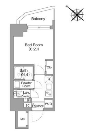 コンフォリア・リヴ横浜平沼　602号室　間取り