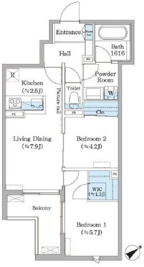 フィカーサ横浜　203号室　間取り