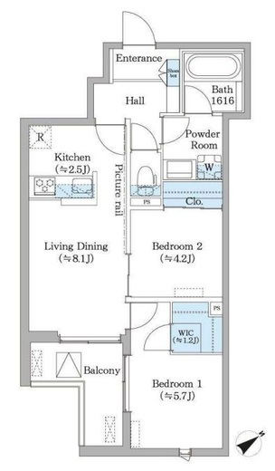 フィカーサ横浜　303号室　間取り