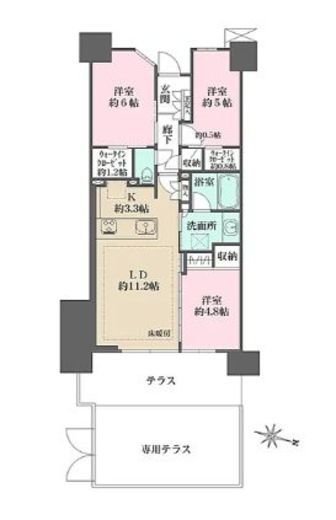 ガーデングランデ横浜戸塚　C112号室　間取り